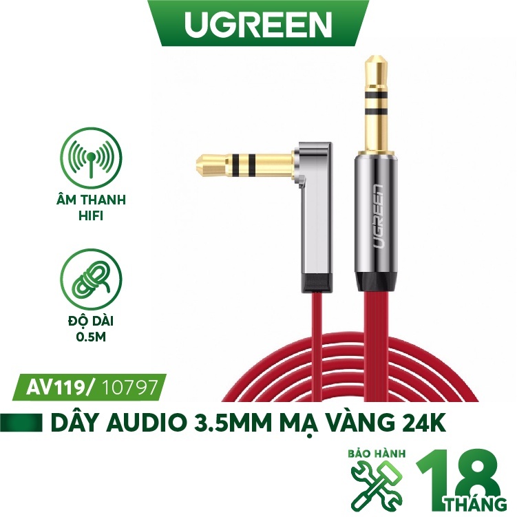 Cáp Audio 3.5mm bẻ góc 90 độ Ugreen 10797