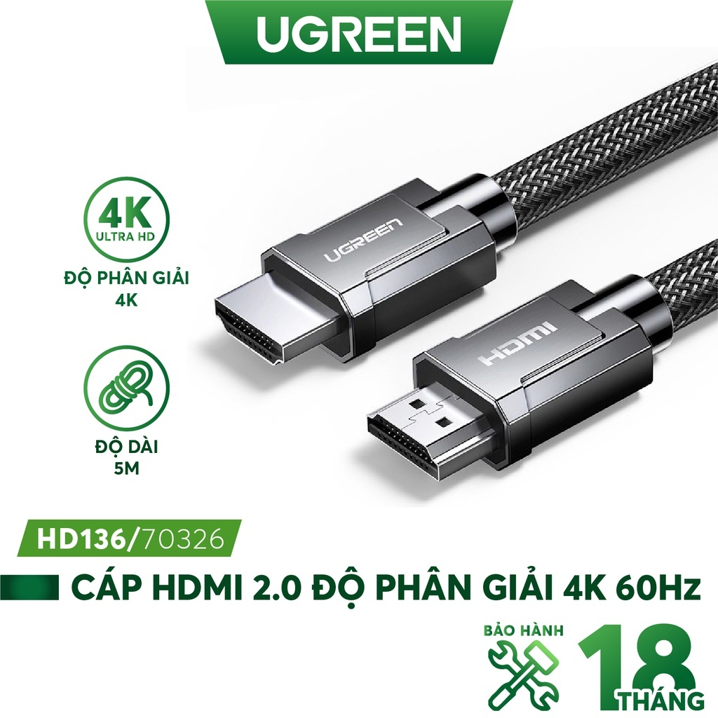 Cáp HDMI 2.1 dài 5M Ugreen cao cấp 50562 độ phân giải 8K/60HZ