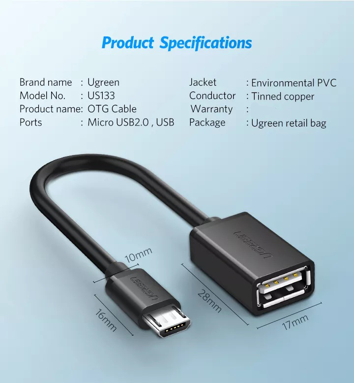 Cáp OTG Micro USB 2.0 Dài 50cm Ugreen 10359
