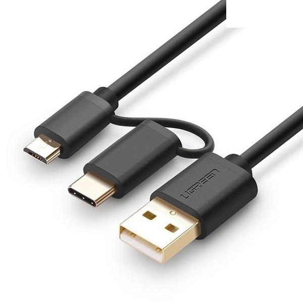 Cáp sạc USB ra Micro USB và Type-C Ugreen 30174 - 1m