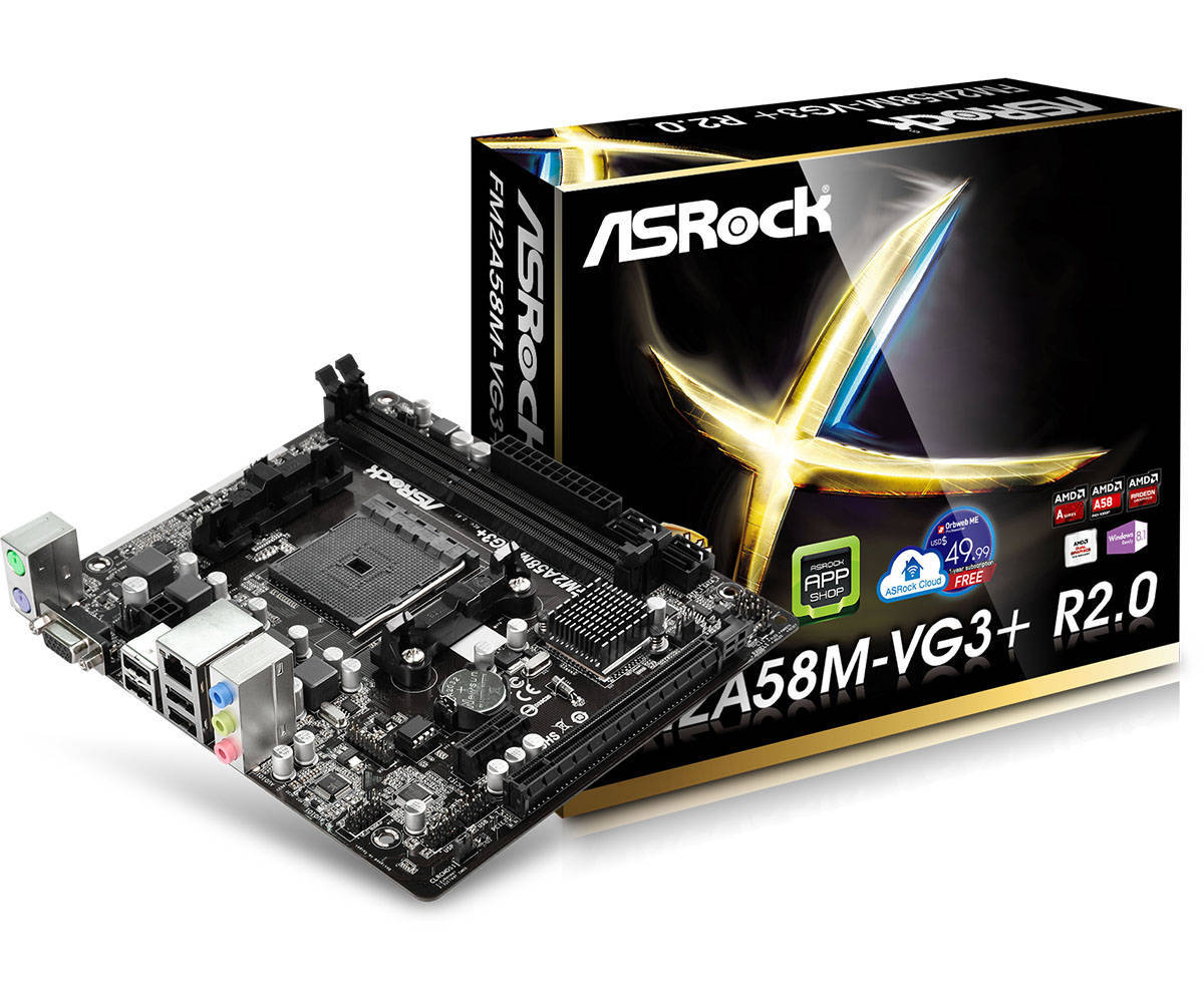 Card màn hình Asrock A58M-VG3+ - Socket FM2+, 2xDIMM, Max 16GB