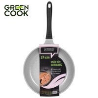 Chảo đúc đáy từ chống dính men đá ceramic màu hồng 24 cm Green Cook GCP03-24IHP công nghệ Hàn Quốc