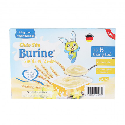 Cháo sữa Burine vị vani và bích quy cho bé từ 6 tháng (lốc 6 hũ x 50g)
