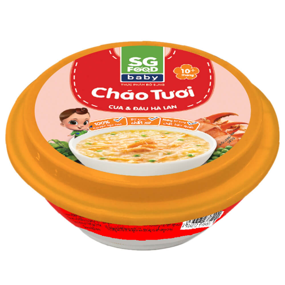 Cháo tươi Baby Sài Gòn Food cua gấc & Đậu hà lan 240g