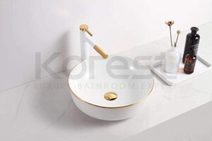 Chậu lavabo đặt bàn CKR101G điểm chỉ vàng