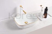Chậu lavabo đặt bàn CKR102G điểm chỉ vàng