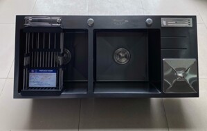 Chậu rửa bát Nano có hố rác+cài dao 1000/45/24