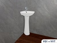 Chậu rửa lavabo góc treo tường và chân đứng Viglacera VI1T