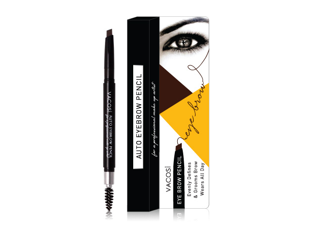 Chì kẻ mày định hình hai đầu Vacosi Auto Eyebrow Pencil No.3 Black Brown 5ml