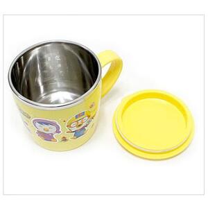 Cốc pororo inox màu vàng có nắp FS1764