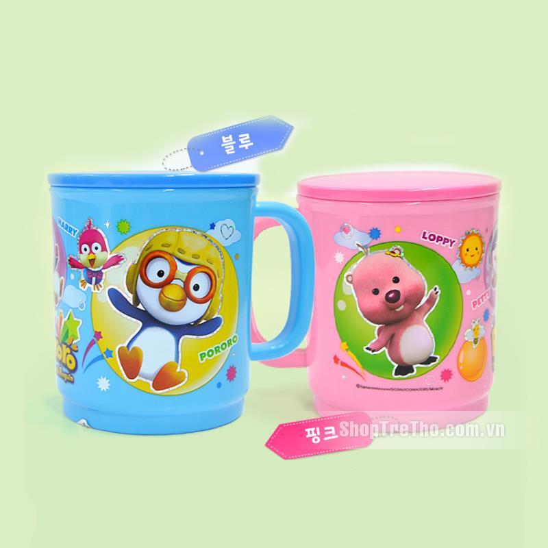 Cốc nhựa có nắp Pororo