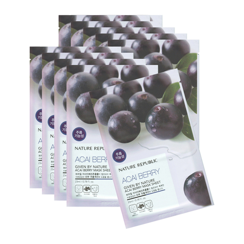 Combo 10 mặt nạ Nature Republic Real Nature Acai Berry Mask Sheet 23ml