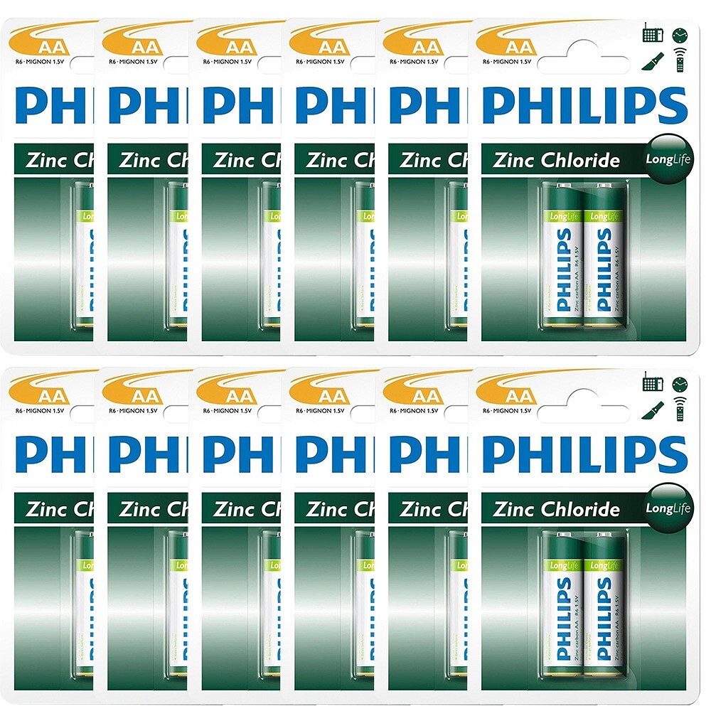 Combo 12 Vĩ Pin Kẽm Philips AA R6L2B