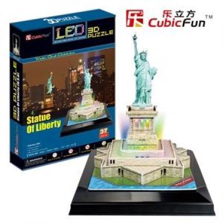Bộ xếp hình 3D Tượng nữ thần tự do Statue of Liberty đèn LED Cubic Fun L505H