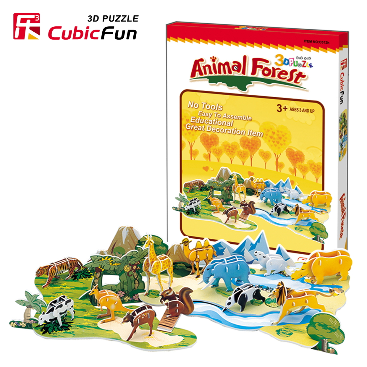 Bộ xếp hình 3D 12 loài thú Animals Forest Cubic Fun C012H