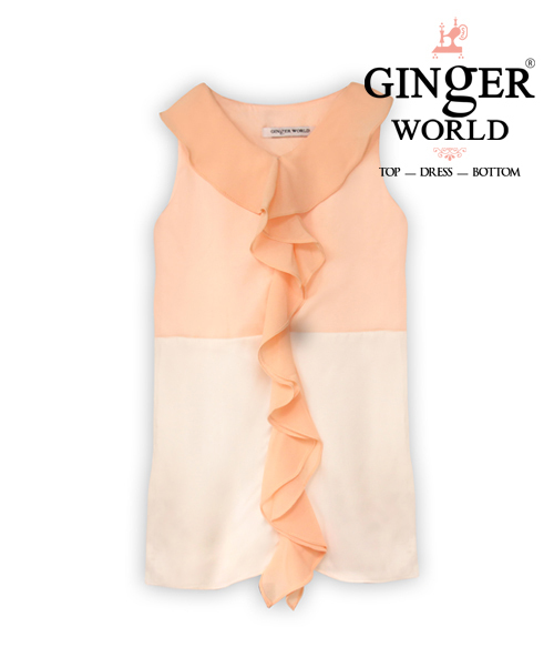 Đầm bé gái Ginger World phối bèo màu cam CD25