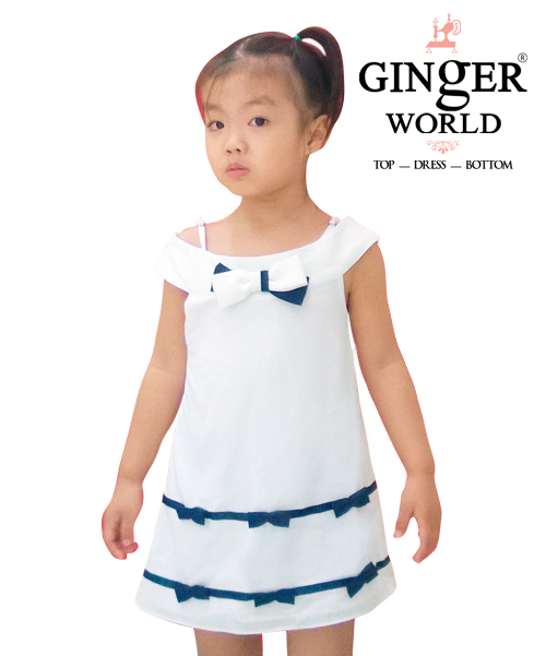 Đầm bé gái Ginger World viền gấu 6 nơ xinh CD24
