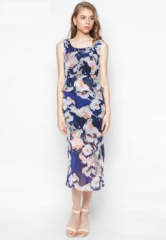 Đầm maxi Peplum Lamer LM03603533