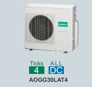 Dàn nóng điều hòa General Multi 30000 BTU 2 chiều Inverter AOGG30LAT4 gas R-410A