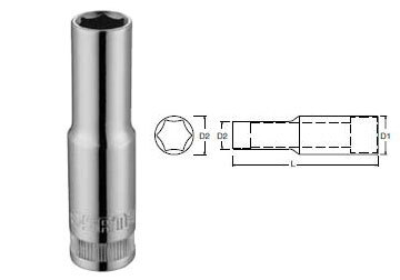 Đầu tuýp 6 góc dài Sata 12-402 (12402), 9mm 3/8″