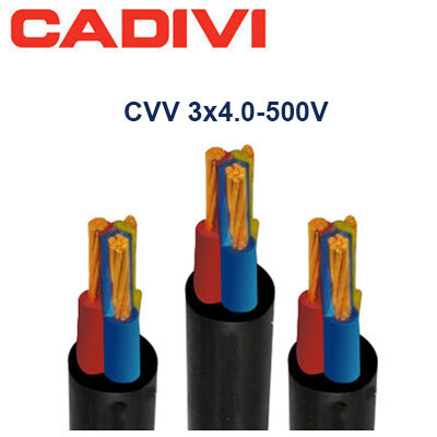 Dây điện ba lõi CU/PVC – 300/500V Cadivi CV CVV-3×4