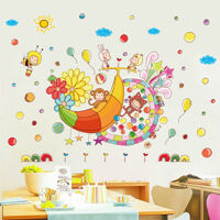 Decal dán tường thiên đường của khỉ và chuối XL7169