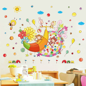 Decal dán tường thiên đường của khỉ và chuối XL7169