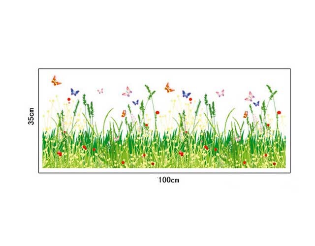 Decal trang trí chân tường hoa cỏ 2