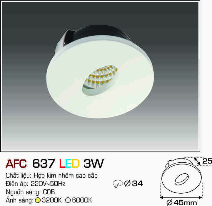 Đèn led âm trần Anfaco AFC-637