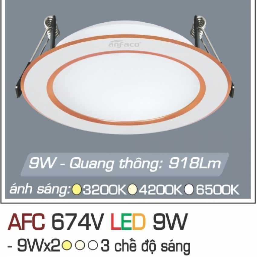 Đèn led âm trần Anfaco AFC-674V - 9W, 3CĐ