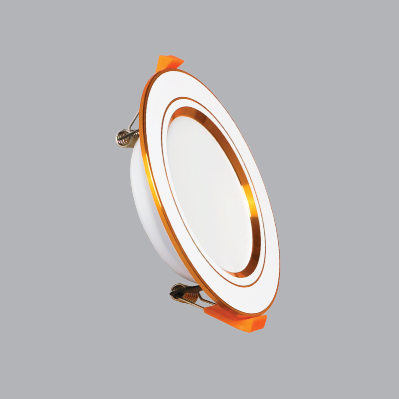 Đèn LED downlight 12W – Ø140mm âm trần viền vàng, ánh sáng trung tính MPE mã DLV-12N