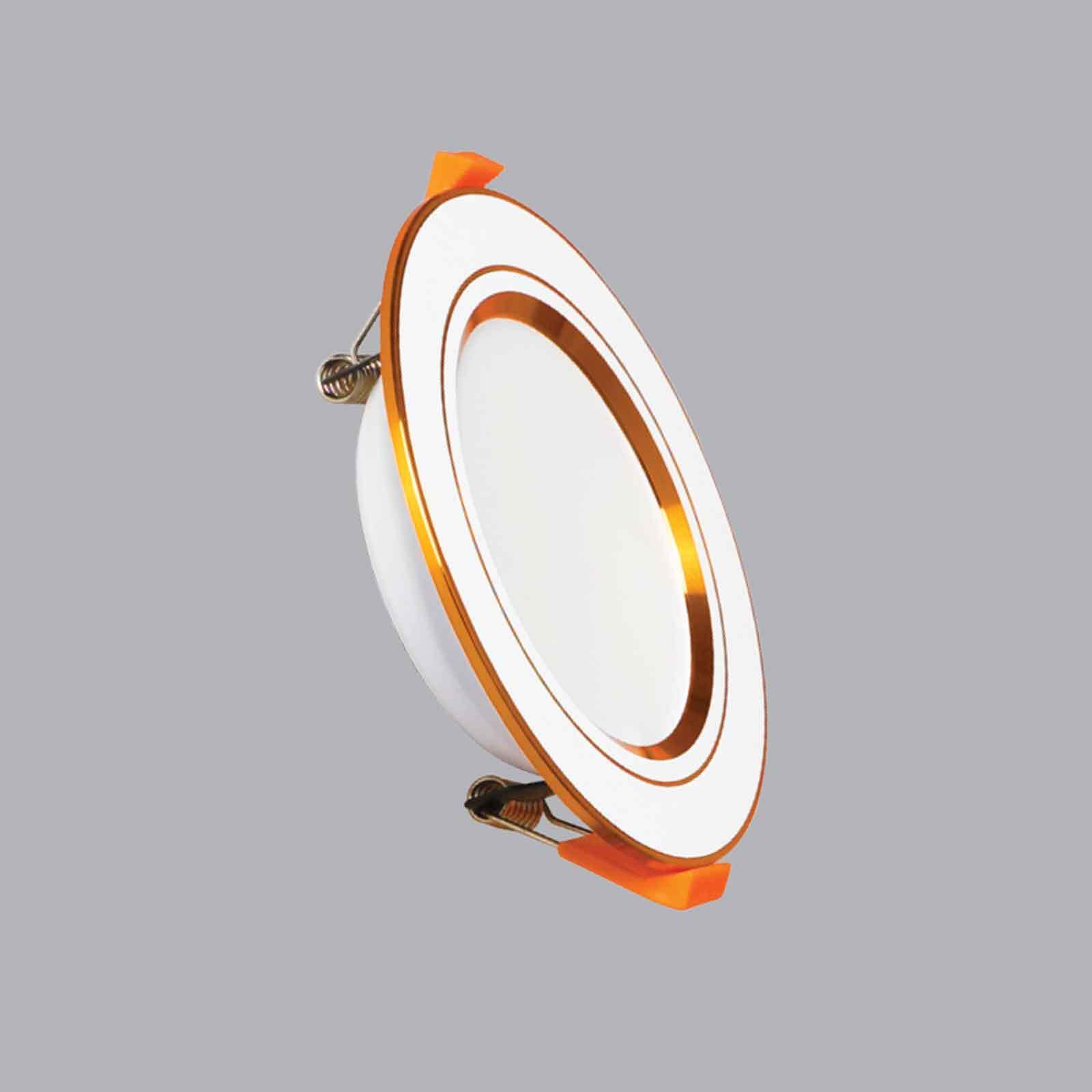 Đèn LED downlight 5W – Ø110mm âm trần viền vàng, ánh sáng trung tính, MPE, mã DLV-5N