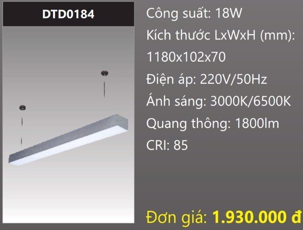 Đèn led treo phòng họp DTD0184 18W