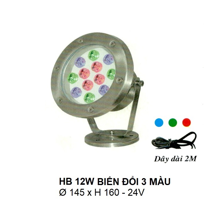 Đèn pha dưới nước HB 12W - Đổi 3 màu