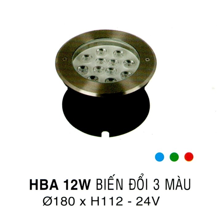 Đèn pha dưới nước HBA 12W - Đổi 3 màu