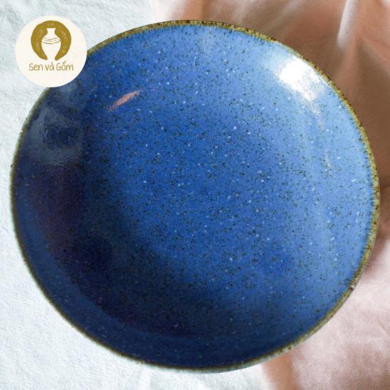 Đĩa gốm sâu lòng màu xanh dương gốm sứ Nhật Sen Và Gốm SVG4267