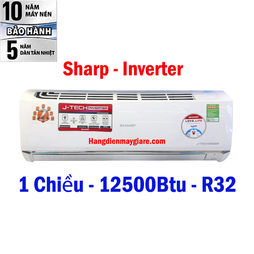 Điều hòa Sharp 12000 BTU 1 chiều Inverter AH-XP13UHW gas R-32