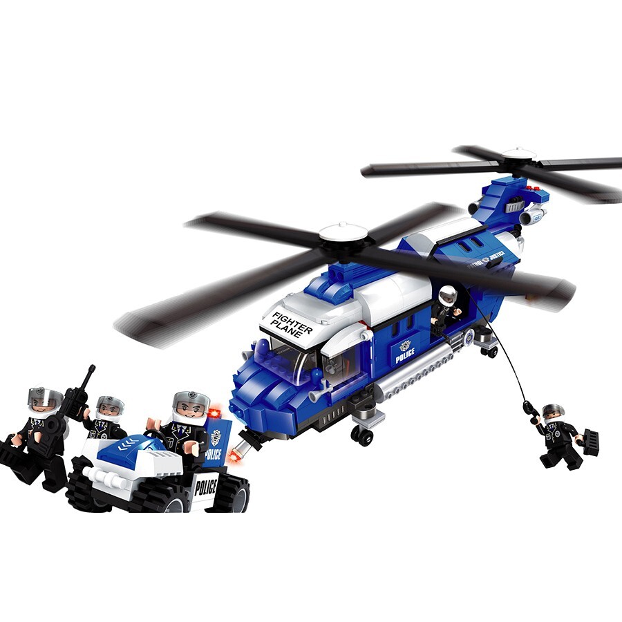 Đồ chơi lắp ráp Ausini - sở cảnh sát - trực thăng cảnh sát 23604 (599 mảnh ghép)