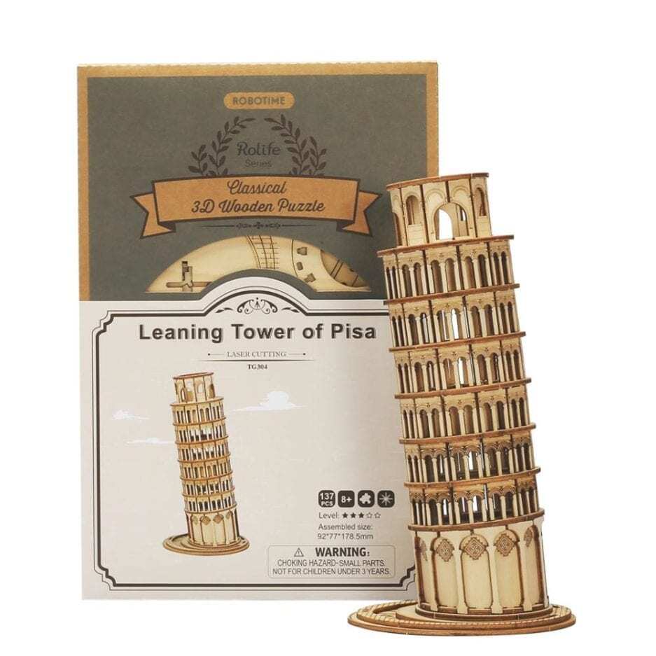 Đồ chơi lắp ráp gỗ 3D Robotime TG304 - Mô hình Tháp Nghiêng Pisa Leaning Tower