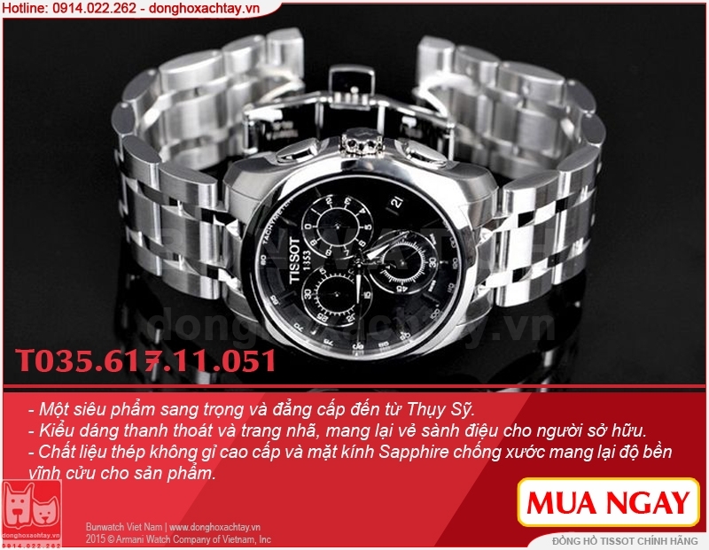 Đồng hồ chính hãng Tissot Quartz Sapphia T035.617.11.051.00