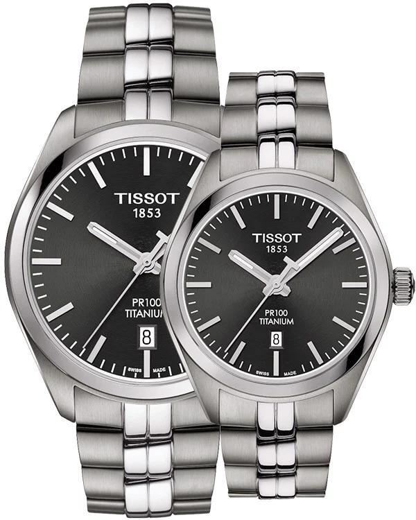 Đồng hồ đôi Tissot PR 100 TITANIUM T101.410.44.061.00 và T101.210.44.061.00