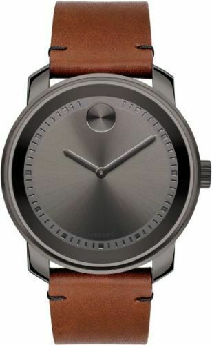 Đồng hồ Movado Bold Grey Dial Brown Leather Men's Watch 3600366, 42.5mm
