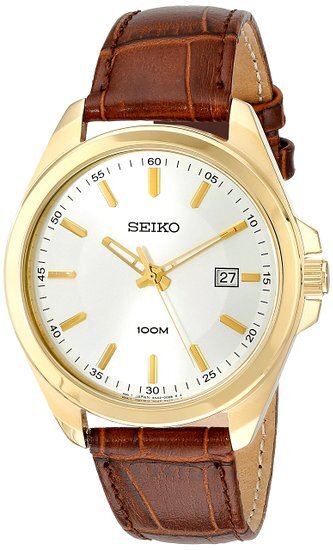 Đồng hồ nam dây da Seiko Quartz SUR064P2/ SUR065P1