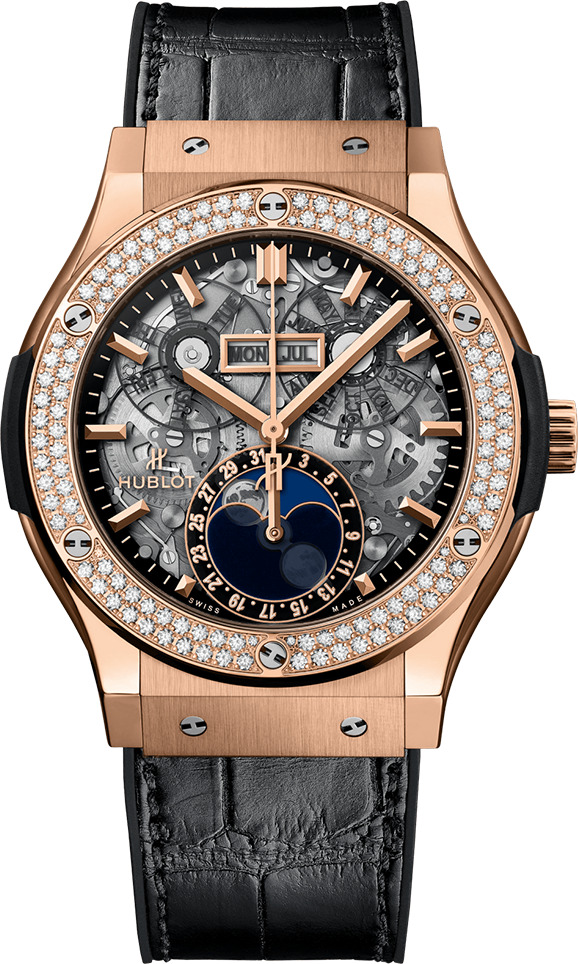 Đồng hồ nam Hublot Classic Fusion Aerofusion Moonphase King Gold Diamonds 547.OX.0180.LR.1104