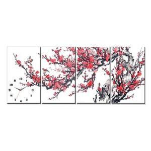 Đồng hồ tranh hoa đào ngày xuân Dyvina-4T3050-1