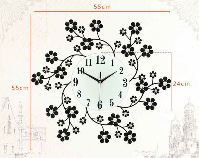 Đồng hồ treo tường trang trí mẫu hoa 1140