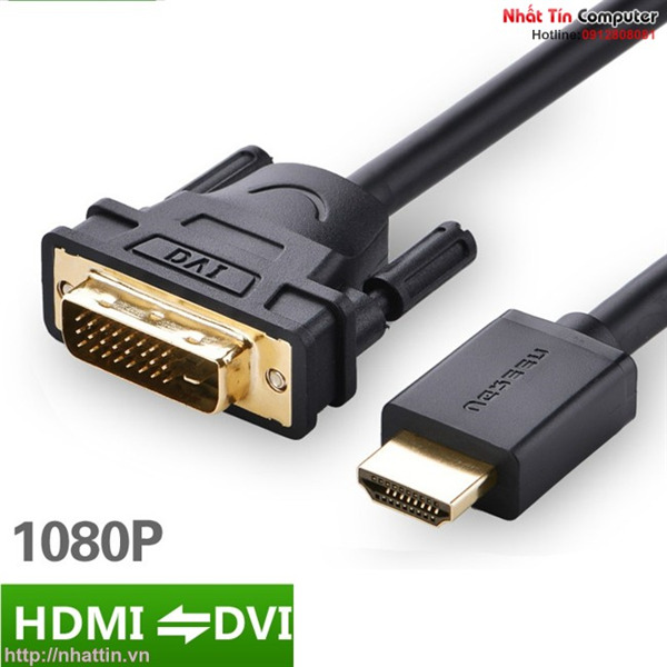 Cáp chuyển đổi HDMI to DVI 10m HD106 chính hãng Ugreen UG-10138 Cao cấ...