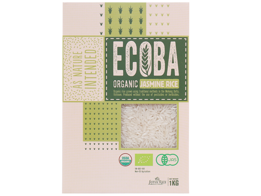 Gạo trắng hương lài hữu cơ Ecoba Ngọc Mễ hộp 1kg