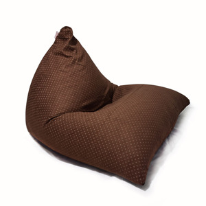 Ghế lười hạt xốp Kim tự tháp màu nâu chấm bi MS60 - Size vừa