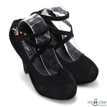 Giày cao gót nhung màu đen Talaha C050